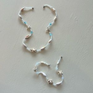 Seashell/turtle necklace + bracelet